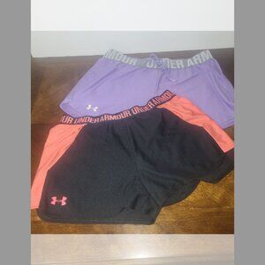 Set of 2 Pairs of Women's Under Armour Running Shorts, Purple, Black, Size M
